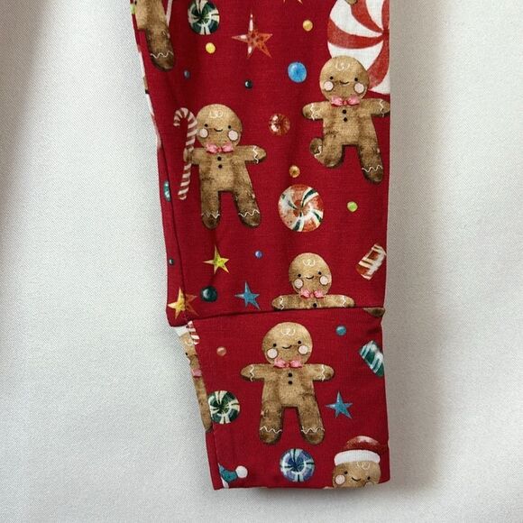 Posh Peanut red gingerbread man bamboo leggings size 3T to 4T NWOT - Picture 4 of 10